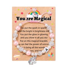 Unicorn Gifts for Girls Age 6-8, Birthday Gifts for Girls, Little Girls Jewelry Unicorn Gifts for Girls Initial Bracelet for Unicorn Lover Daughter Nice Granddaughter T029-A