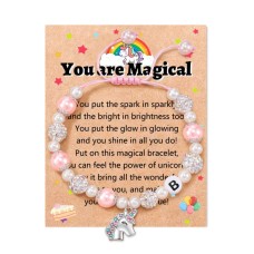 Unicorn Gifts for Girls age 6-8, Birthday Gifts for Girls, Little Girls Jewelry Unicorn Gifts for Girls Initial Bracelet for Unicorn Lover Daughter Nice Granddaughter   T029-B