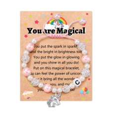 Unicorn Gifts for Girls age 6-8, Birthday Gifts for Girls, Little Girls Jewelry Unicorn Gifts for Girls Initial Bracelet for Unicorn Lover Daughter Nice Granddaughter   T029-C