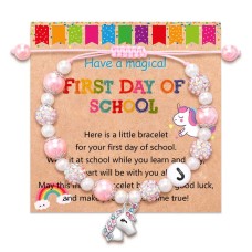 First Day of School Bracelet, First Day of Kindergarten Bracelet Unicorn Gifts for Girls First Day of School Back to School Gifts for Girls Daughter Granddaughter Niece 	 T029-first day-J