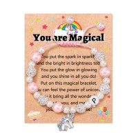 Unicorn Gifts for Girls Age 6-8, Birthday Gifts for Girls, Little Girls Jewelry Unicorn Gifts for Girls Initial Bracelet for Unicorn Lover Daughter Nice Granddaughter T029-P