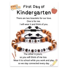 First Day of Kindergarten Bracelet, Back to School First Day of Kindergarten Gifts Son Gifts from Dad to My Son Bracelet from Dad Daddy Son Bracelet Father Son Gifts  T030-dad son-kin