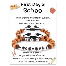 First Day of School Bracelet, First Day of School Gifts to My Son Bracelet from Mom Mother Son Bracelet Back to School Gifts Bracelet Mommy and Son Gift from Mom 	 T030-mom son-first day