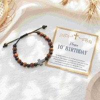 10 Year Old Boy Gift Ideas Birthday Gifts for Boys 10th Boy Birthday Gifts Cross Bracelet for Boy Son Grandson T033-10th bracelet