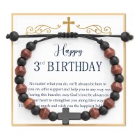 3 Year Old Boy Birthday Gift Ideas, Birthday Gifts for Boys 3rd Boy Birthday Gifts Cross Bracelet for Boy Son Grandson  T033-3rd bracelet