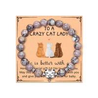 Cat Gifts for Cat Lovers Grey Cat Gifts Crazy Cat Lady Gifts Gray Cat Bracelet Cat Lover Gifts for Women Cat Mom Gifts Birthday Christmas Gifts T034-grey cat