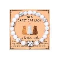 Cat Gifts for Cat Lovers Shorthair Cat Gifts Crazy Cat Lady Gifts White Cat Bracelet Cat Lover Gifts for Women Cat Mom Gifts Birthday Christmas Gifts T034-shaded silver