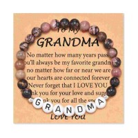 Lanqueen Grandma Gifts, Gifts for Grandma Bracelet Great Grandma Birthday Gifts Grandma Grandmother Jewelery Gift Natural Stone Bracelets Christmas Mothers Day  T201-Grandma