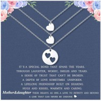 Lanqueen Mother Daughter Necklace Heart Matching Pendant Jewelry Set Mother'S Day Birthday Meaningful Love Gifts For Women Girls Sisters Grandma With Message Card-LCA005-M&D Necklace 3