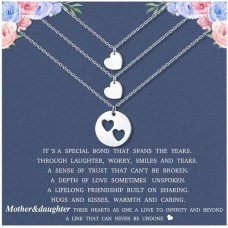 Lanqueen Mother Daughter Necklace Heart Matching Pendant Jewelry Set Mother'S Day Birthday Meaningful Love Gifts For Women Girls Sisters Grandma With Message Card-LCA005-M&D Necklace 3