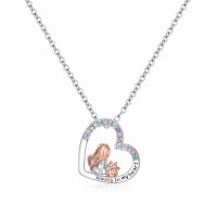 Lanqueen Silver Heart/Moon Necklace for Granddaughter/Daughter from Grandma Mom Dad Christmas Birthday Gifts for Teen Girls Women-T016-Heart