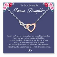 Lanqueen Bonus Daughter Gifts Bonues Daughter Necklace Stepdaughter gifts from Stepmom Stepdad Adoption Gifts for Bonus Daughter-T017-Bonus Daughter