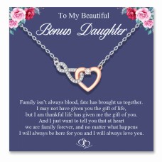 Lanqueen Bonus Daughter Gifts Bonues Daughter Necklace Stepdaughter gifts from Stepmom Stepdad Adoption Gifts for Bonus Daughter-T017-Bonus Daughter