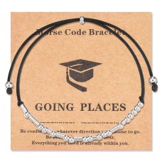 Lanqueen Graduation Gifts for Her Him 2022 Morse Code Bracelets for Daughter Sister Best Friends College Hight School Inspirational Jewelry Gift-T019-GOING PLACES