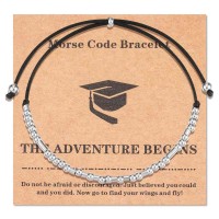 Lanqueen Graduation Gifts for Her Him 2022 Morse Code Bracelets for Daughter Sister Best Friends College Hight School Inspirational Jewelry Gift-T019-THE ADVENTURE BEGINS