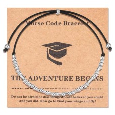 Lanqueen Graduation Gifts for Her Him 2022 Morse Code Bracelets for Daughter Sister Best Friends College Hight School Inspirational Jewelry Gift-T019-THE ADVENTURE BEGINS