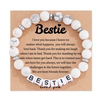 Bestie Gifts for Women Bestie Bracelet Best Friend Bracelets Gifts Friendship Gifts for Women (White) T025-Bestie A