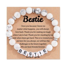 Bestie Gifts for Women Bestie Bracelet Best Friend Bracelets Gifts Friendship Gifts for Women (White) T025-Bestie A