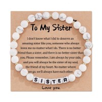 Sister Birthday Gifts from Sister, Sister Bracelet Jewelry for Girls Soul Sister Unbiological Gifts Best Friend Bracelets for Women (White) T025-Sister A