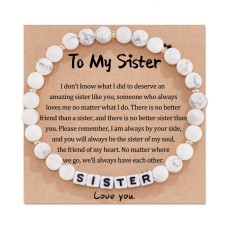 Sister Birthday Gifts from Sister, Sister Bracelet Jewelry for Girls Soul Sister Unbiological Gifts Best Friend Bracelets for Women (White) T025-Sister A