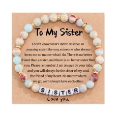 Sister Birthday Gifts from Sister, Sister Bracelet Jewelry for Girls Soul Sister Unbiological Gifts Best Friend Bracelets for Women (Blue)  	 T025-Sister B