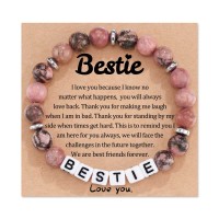 Bestie Gifts for Women Bestie Bracelet Best Friend Bracelets Gifts Friendship Gifts for Women (Pink)　T025－Bestie　B