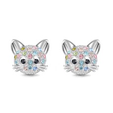 Cat Stud Earrings Hypoallergenic Cat Gifts Cubic Zirconia Earrings for Teens Girls Women Cat Lovers  TS-E001purple