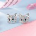 Cat Stud Earrings Hypoallergenic Cat Gifts Cubic Zirconia Earrings for Teens Girls Women Cat Lovers  TS-E001purple