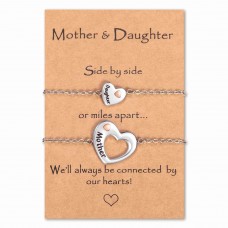 Lanqueen Mother Daughter Bracelets Mothers Day Jewelry Gift for Mom Daughter Mommy and Me Heart Matching Wish Bracelets-DZ