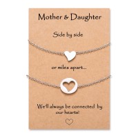 Lanqueen Mother Daughter Bracelets Mothers Day Jewelry Gift for Mom Daughter Mommy and Me Heart Matching Wish Bracelets