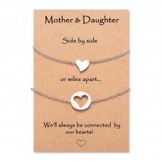 Lanqueen Mother Daughter Bracelets Mothers Day Jewelry Gift for Mom Daughter Mommy and Me Heart Matching Wish Bracelets