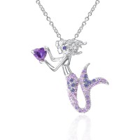 Lanqueen Mermaid Gifts for Girls Little Mermaid Pendant Necklace for Women Teen Girls Fairytale Mermaid Daughter Jewelry Gifts N-110686z