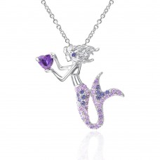 Lanqueen Mermaid Gifts for Girls Little Mermaid Pendant Necklace for Women Teen Girls Fairytale Mermaid Daughter Jewelry Gifts N-110686z