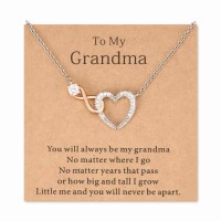 Lanqueen Grandma Necklace for Grandma Birthday Gifts Nana Grandmother Infinity Heart Necklace