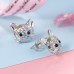 Lanqueen Cute Cat Stud Earrings for Girls Hypoallergenic Cat Cubic Zirconia Earrings for Women Teens Girls Cat Lovers-C