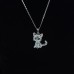 Lanqueen Kitty Cat Pendant Necklace Jewelry for Girls Cat Lover Gifts Daughter Granddaughter Loved Necklace 18+2.3 inch Chain, Blue N-110692B